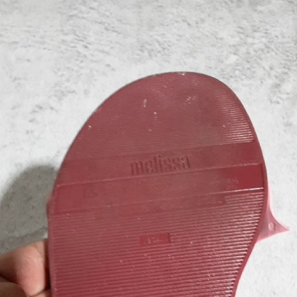 MELISSA  Sandals Size 8 with Pink Bow and BURGUNDY  Straps - Picture 5 of 12
